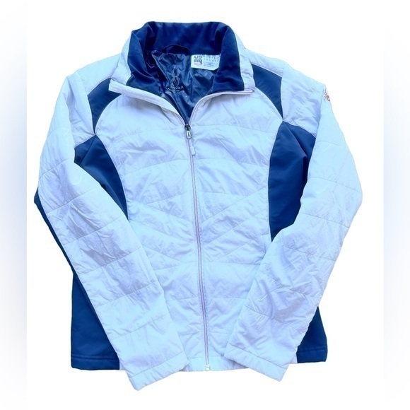 Spyder Light Weight Puffer Jacket - Womens Size Medium - Blue and White - Picture 1 of 4